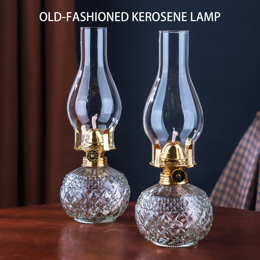 1pc Antique Glass Oil Lamp Lantern for Home Decor and Living Room - Rustic Kerosene Lamp with Clear Glass for Indoor Use - Decorative Candle Holder for Tree Candles