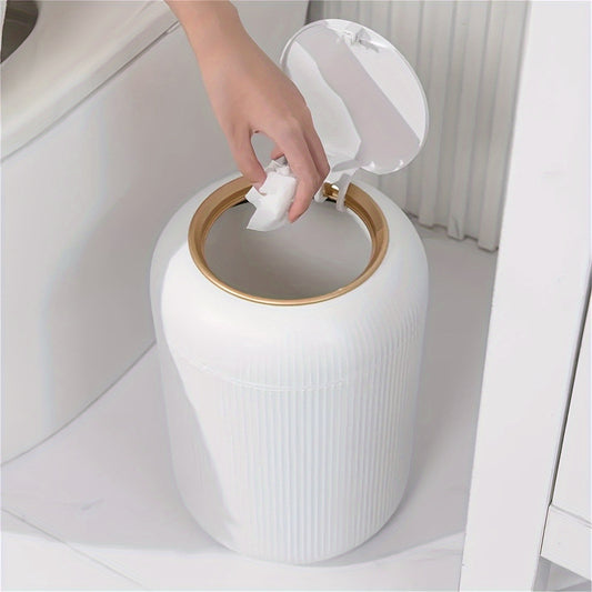 0.79/2.51gal Anti Odor Trash Bin With Lid - Simple & Fashionable Plastic Trash Can for Kitchen, Living Room, Bathroom - Mini Study Dressing Table Desktop Trash Can - Office, Car & Home Accessories