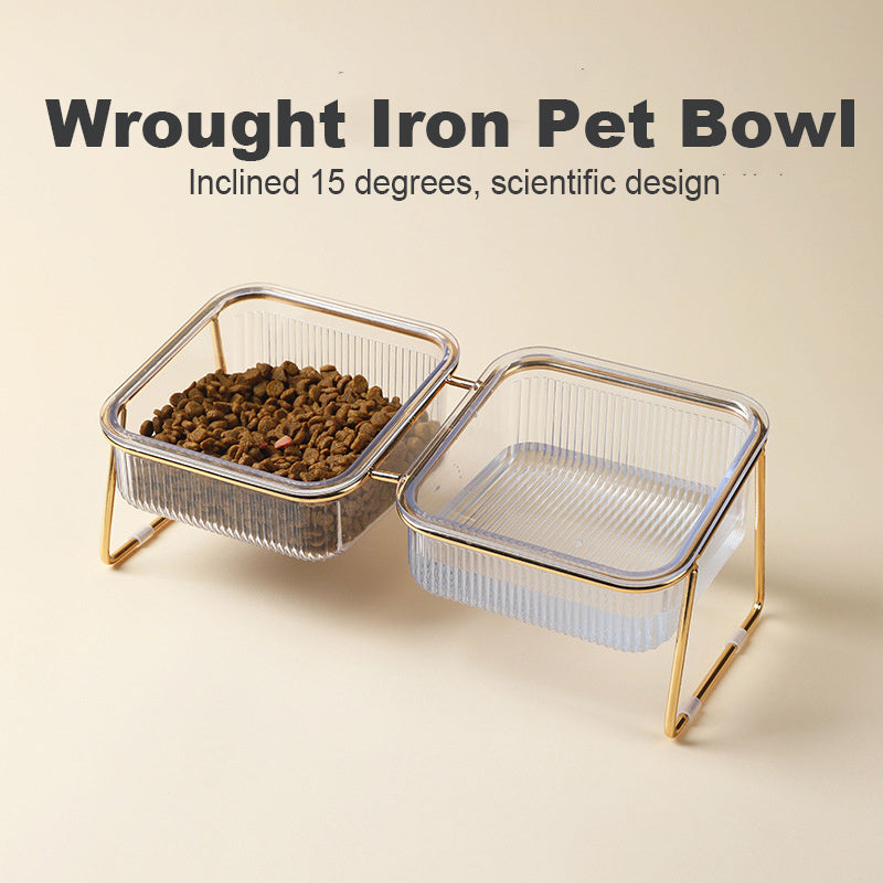 "Elevated Non-Slip Pet Food Bowls - Tilted Design for Comfortable Feeding - Promotes Better Digestion and Reduces Neck Strain for Dogs and Cats"