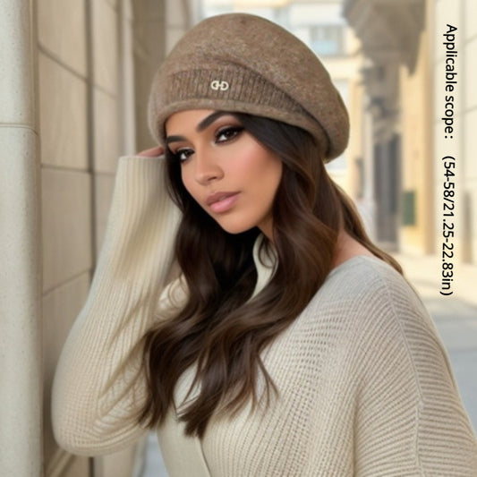 Women's Knitted Beret Hat with Ear Protection - Fashionable and Warm