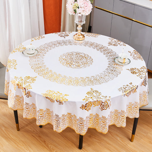 Waterproof and Oil-proof Fabric Tablecloth for Round Tables - Elegant European Design, Perfect for Picnics, Holiday Parties, and Room Decor
