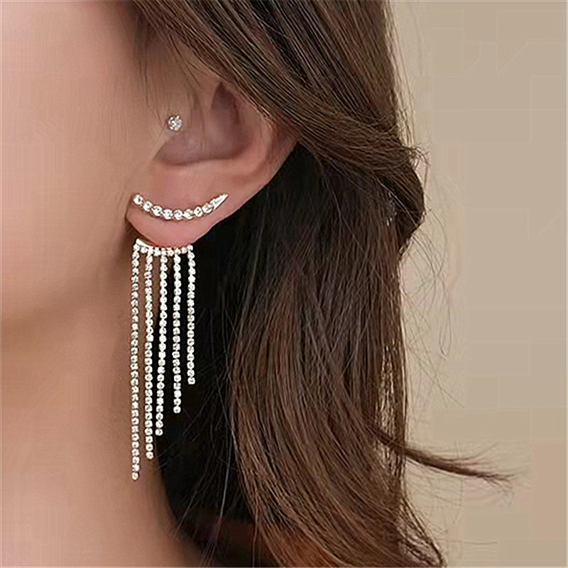 1 Pair of Sparkling Rhinestone Tassel Drop Earrings - Elegant Party Jewelry and Birthday Gift for Teen Girls