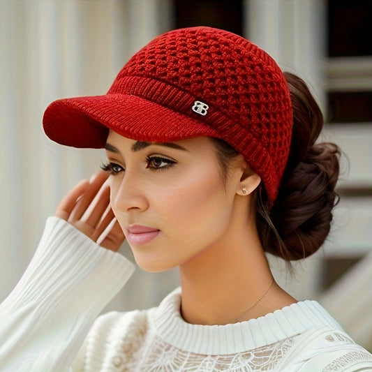 Women's Ponytail Baseball Cap - Solid Color Knitted Visor Hat - Lightweight and Ideal for Golf and Outdoor Activities