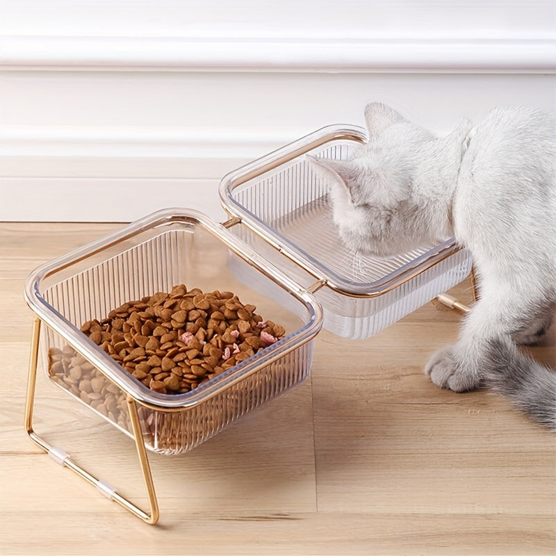 "Elevated Non-Slip Pet Food Bowls - Tilted Design for Comfortable Feeding - Promotes Better Digestion and Reduces Neck Strain for Dogs and Cats"