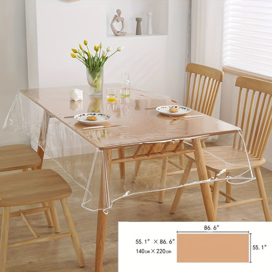 Waterproof, Antiskid, and Washable Plastic Tablecloth - Ideal for Round and Rectangular Tables - Heat Insulation - Transparent - Made of Environmentally Friendly PVC Material"