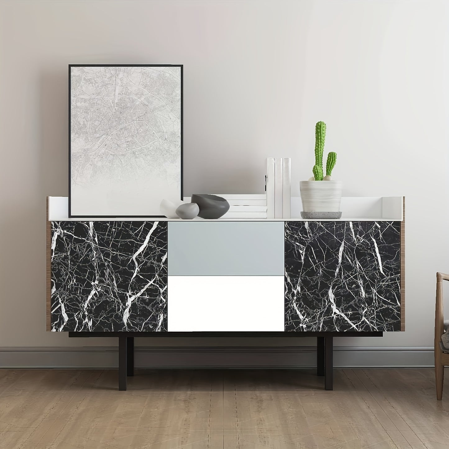 1 Roll Marble Wallpaper - PVC Household Wallpaper | Waterproof, High Temperature-Resistant & Oil-Resistant | Self-Adhesive Contact Paper for Bathroom Counters & Kitchen Cabinets Decor