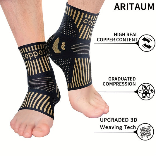 1 pair Copper Compression Foot Sleeves for Plantar Fasciitis, Heel Spurs, Arch, Swollen Feet, and Ankle Injuries - Speed Up Recovery and Relieve Discomfort