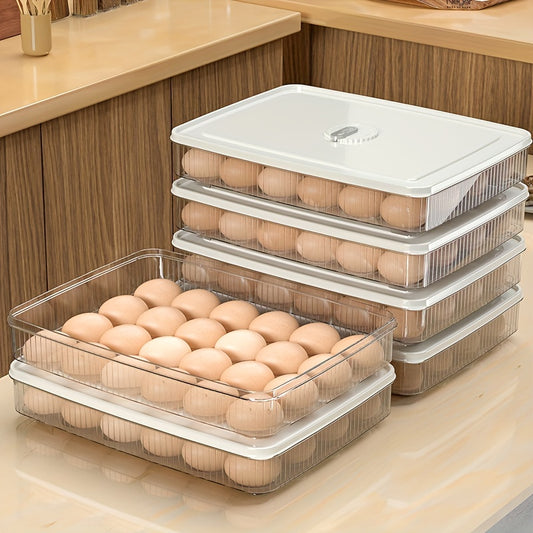 1pc Egg Storage Box, Food Grade Fresh-keeping Egg Holder For Refrigerator, Anti-fall Egg Box, Egg Compartment Basket Holder (for 24 Eggs Storage)
