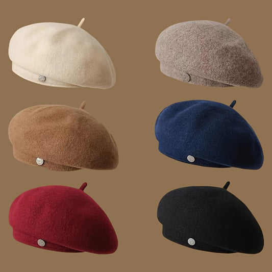 Women's Vintage Elegant Beret Hat - Soft, Breathable, and Lightweight - Perfect for Autumn & Winter