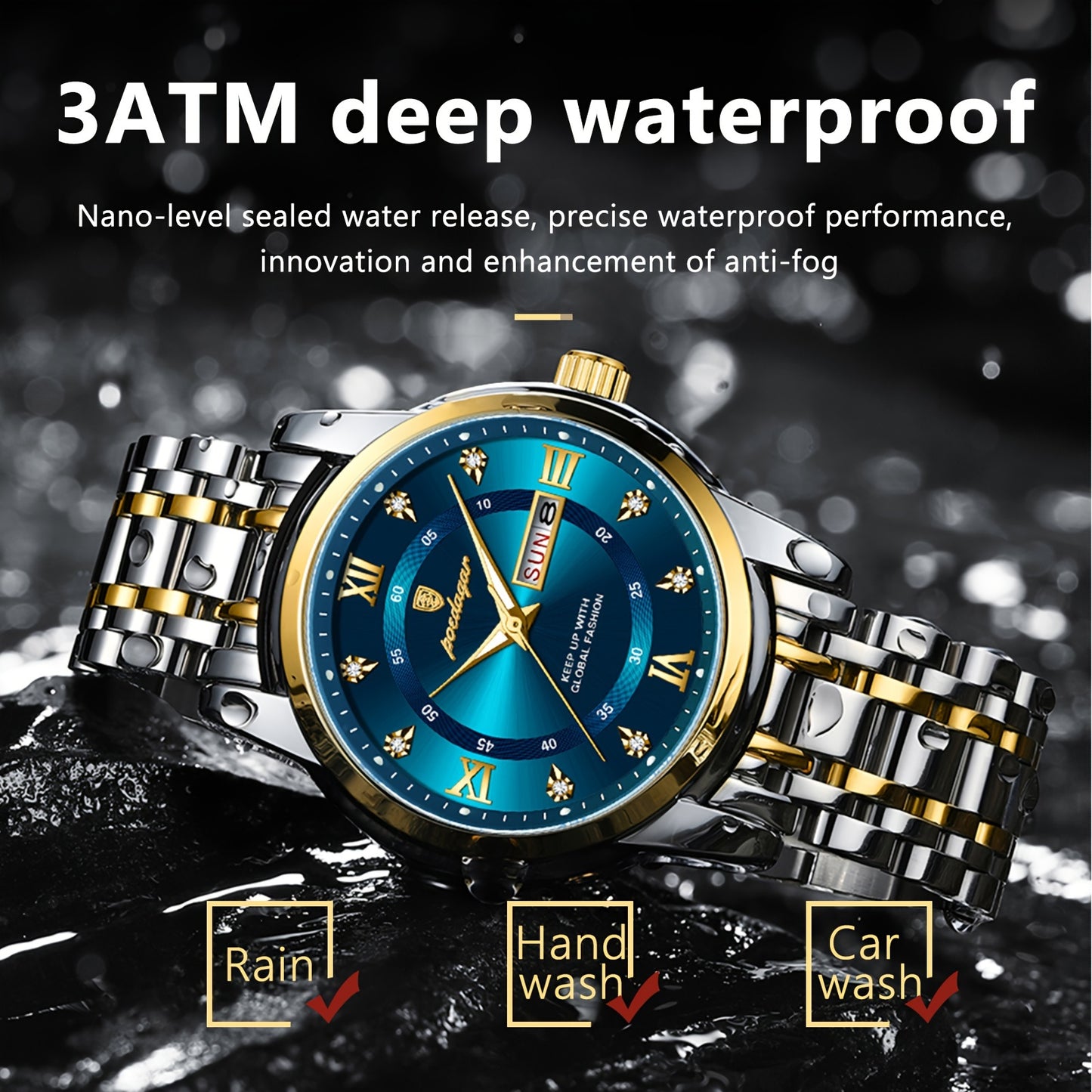 "Poedagar Men's Waterproof Luminous Stainless Steel Watch - Trendy Quartz Wrist Watch for Students"