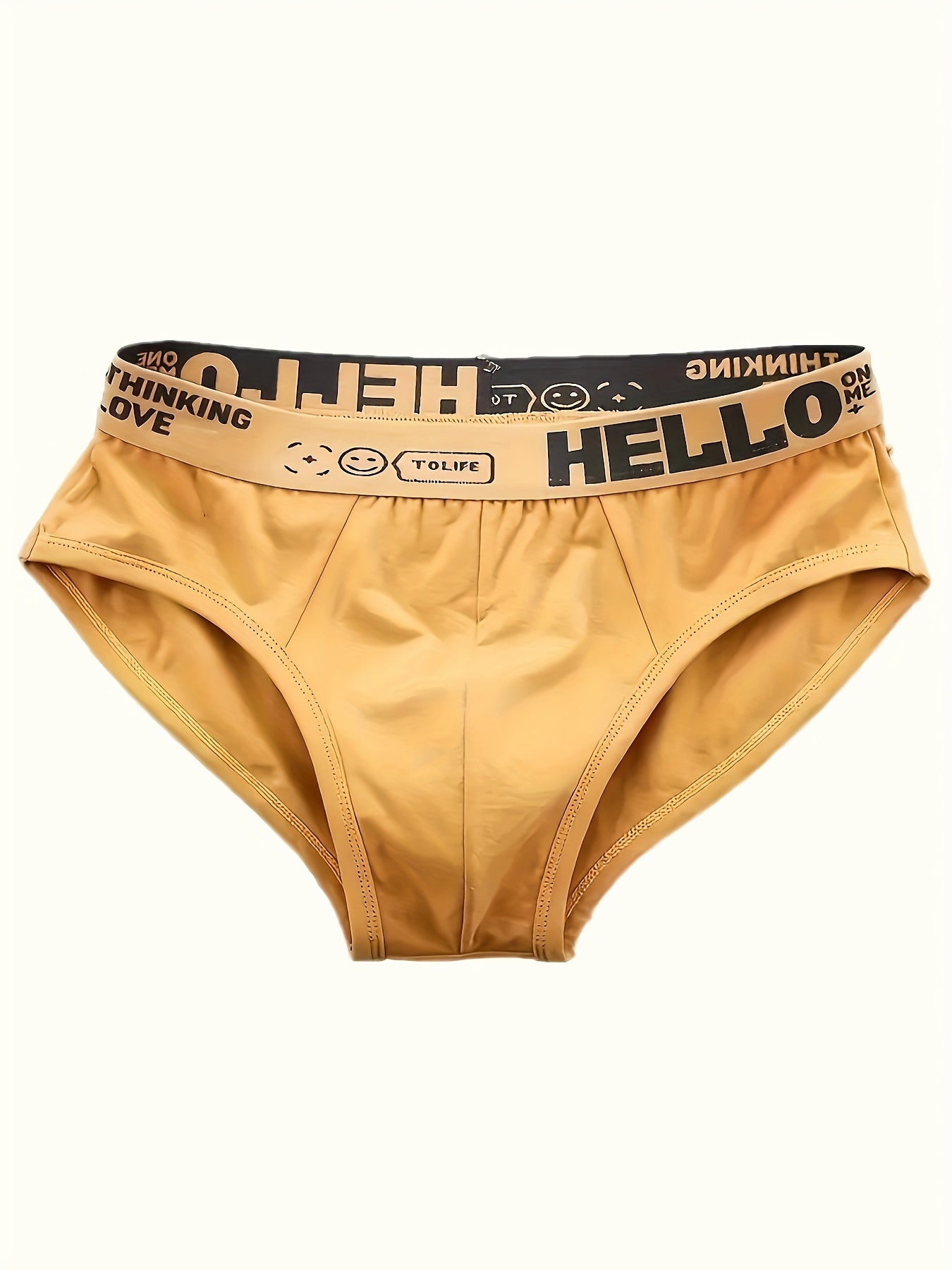 "10pcs Men's 'HELLO Print' Fashion Briefs - Cool, Sexy, Comfortable Underwear for Summer"