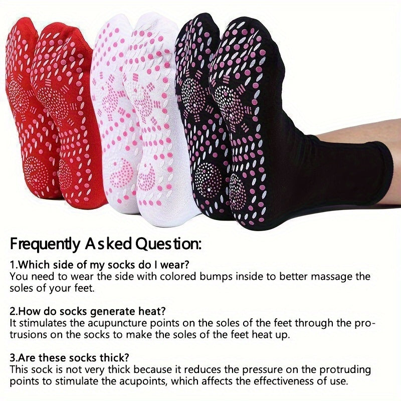1 Pair of Self-Heating Massage Socks for Neutral Accupoint Comfort and Breathability