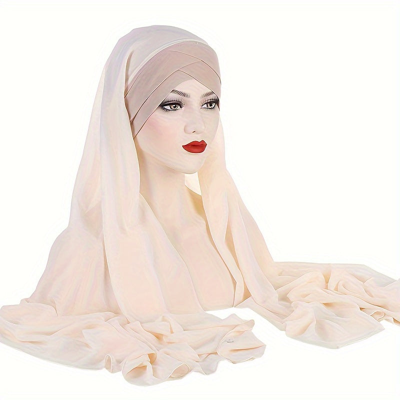 "Chic Solid Color Chiffon Head Wrap Shawl Scarf for Women - Perfect for Daily Wear and Ramadan"
