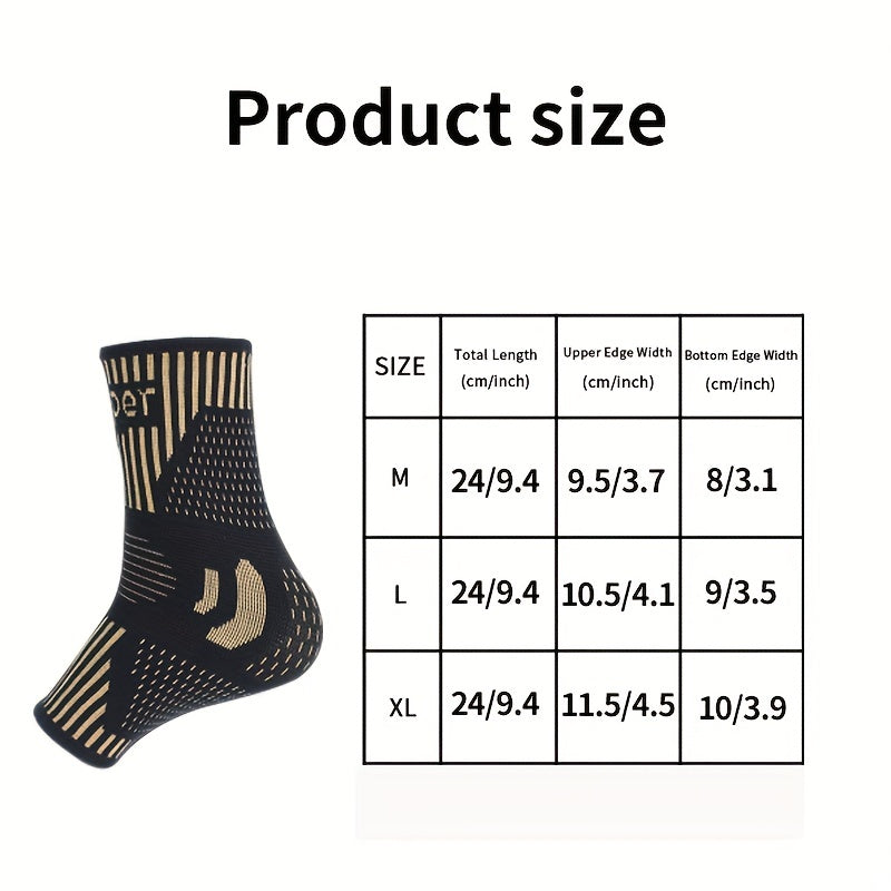 1 pair Copper Compression Foot Sleeves for Plantar Fasciitis, Heel Spurs, Arch, Swollen Feet, and Ankle Injuries - Speed Up Recovery and Relieve Discomfort