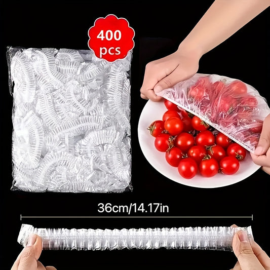 100/400 Pack Elastic Food Storage Container Covers - Round Shape Plastic Disposable Bowl Covers with Flip Top Closure for Fresh and Safe Leftovers