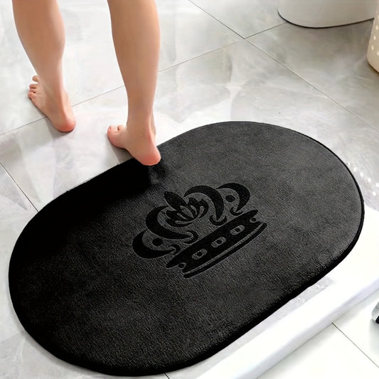 1pc Absorbent Non-Slip Oval Bath Rug - Soft and Quick-Drying - Essential Bathroom Accessory