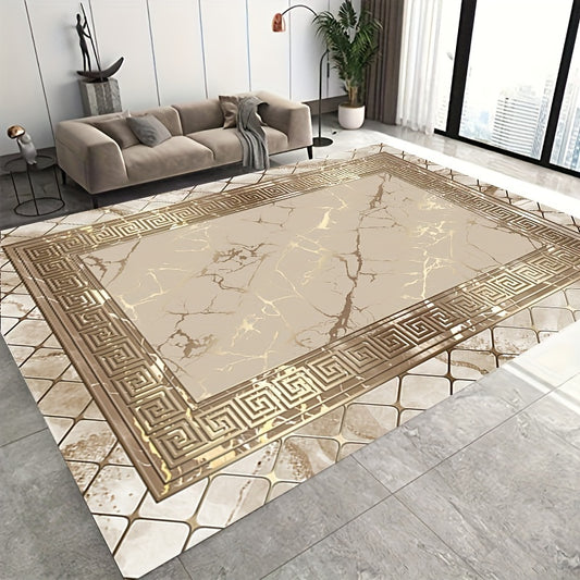 Washable Area Rug - Modern Indoor/Outdoor Carpets | Waterproof & Non-Slip | Stain Resistant Floormat for Living Rooms, Bedrooms, Dining Rooms, Bathrooms, Home Offices | 1pc