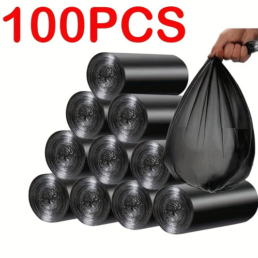 100pcs/5rolls, Upgraded Thickened 0.015mm Thickness, Biodegradable Black Garbage Bags - Very Suitable For Kitchen Storage, Cleaning And Pet Waste!