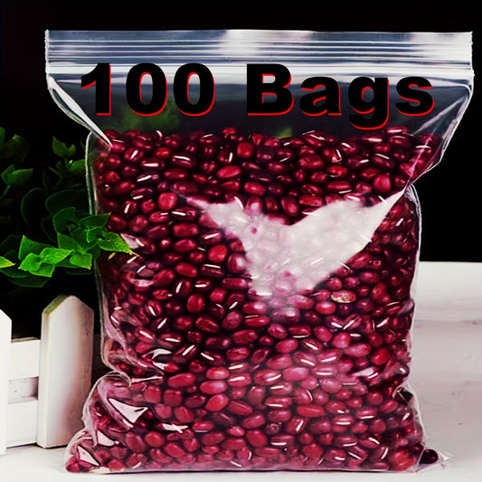 100pcs Clear Ziplock Bags - 120mm x 120mm - Ideal for Food Storage, Biscuits, Cookies, Candy, Snacks, Dry Fruits, Grains, Cereals, Spices - Portable, Leakproof, and Fresh-keeping Zip Lock Bags for Fridge