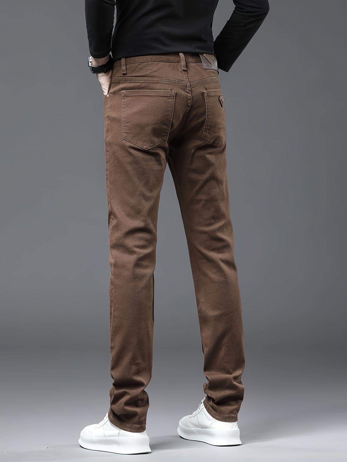 Men's Retro Semi-formal Jeans, Chic Classic Design Denim Pants For Business