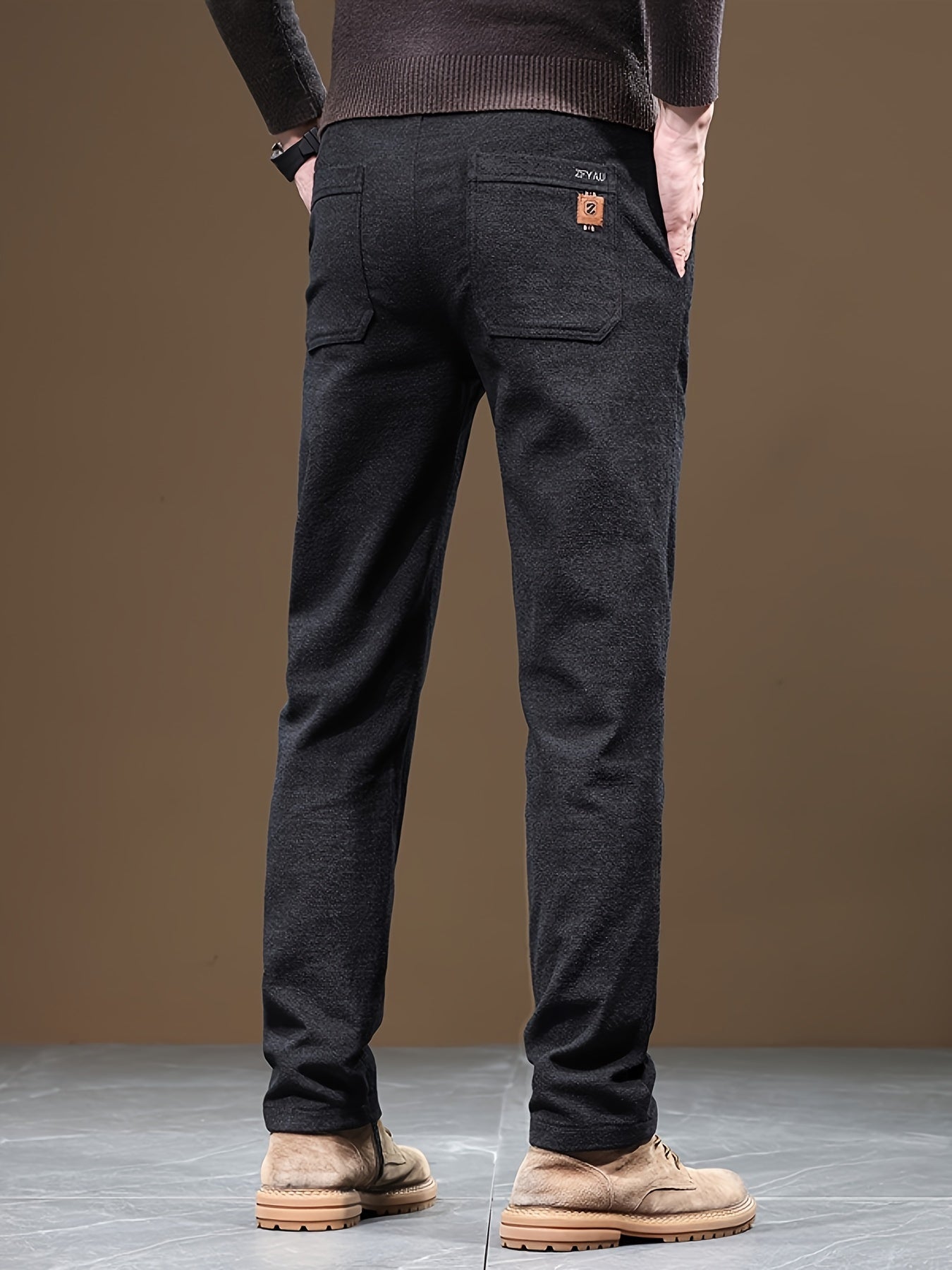 Men's Casual Warm Slim Fit Trousers, Semi-Formal cropped Pants For Fall Winter Business Leisure Activities